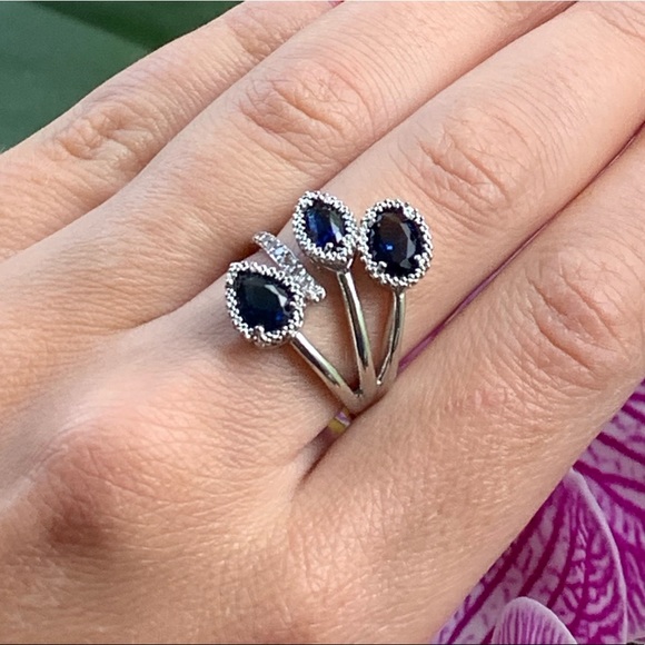 Adjustable Silver CZ Ring - Picture 2 of 4